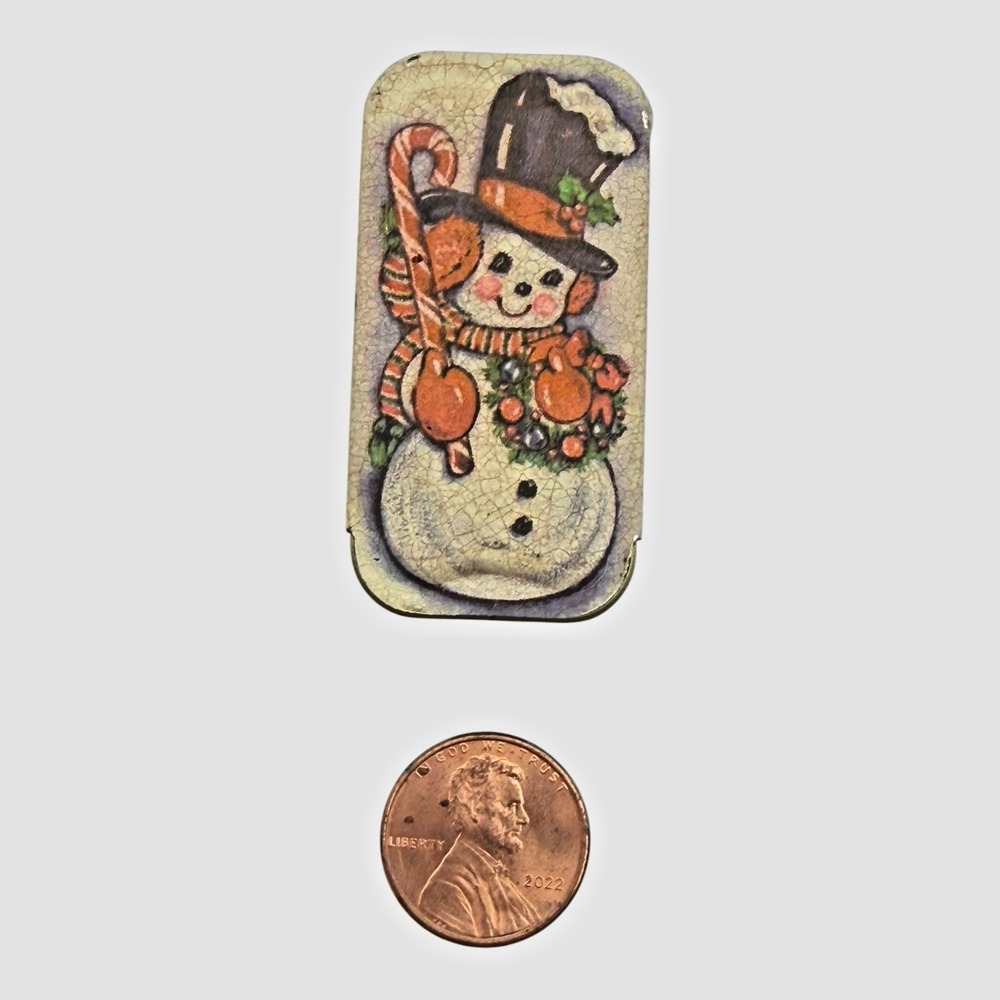Potpourri Press Snowman Mini Christmas Trinket Tin Made USA Vintage